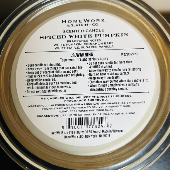 HomeWorx by Slatkin Spiced White Pumpkin 4-Wick 18 oz Candle NEW - Picture 4 of 4